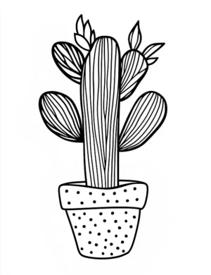 Whimsical Cactus in Spotted Flower Pot Coloring Page by Mindset Flow