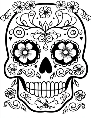 Whimsical Flower Eyed Sugar Skull Adult Coloring Page By Mindset Flow