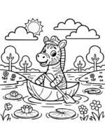 Whimsical Leaf Boat Zebra Coloring Page By Mindset Flow