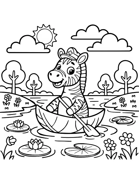Whimsical Leaf Boat Zebra Coloring Page By Mindset Flow Whimsical Leaf Boat Zebra Coloring Page By Mindset Flow