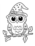Whimsical Owl with Wizard Hat Coloring Page by Mindset Flow