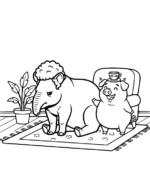 Whimsical Permed Tapir Tea Time Coloring Page By Mindset Flow