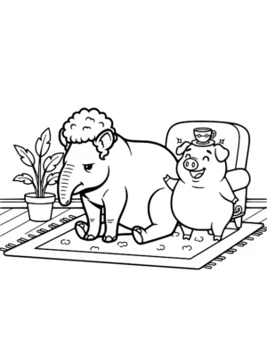 Whimsical Permed Tapir Tea Time Coloring Page By Mindset Flow
