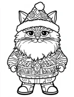 Whimsical Santa Cat Mandala Coloring Page by Mindset Flow
