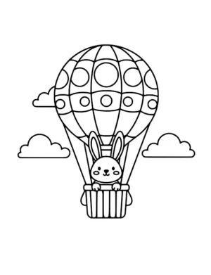 Whimsical Skybound Balloon Bunny Coloring Page By Mindset Flow