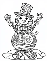 Whimsical Swirled Snowman Christmas Coloring Page By Mindset Flow