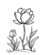 Wild Tulips in the Meadow Printable Coloring Page