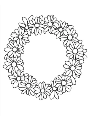 Wildflower Daisy Wreath Coloring Page