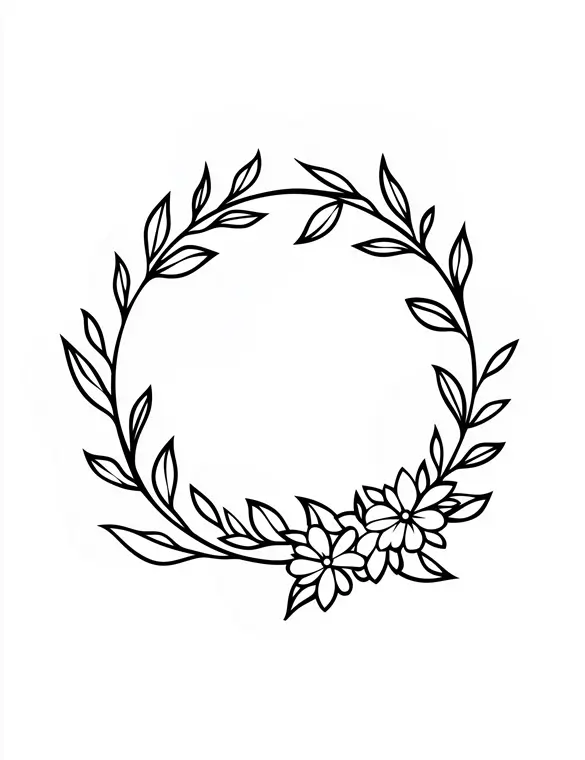 Wildflower Meadow Floral Wreath Printable Coloring Page