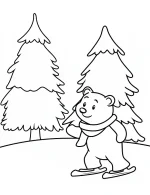 Winter Bear Ice Skating Christmas Coloring Page By Mindset Flow