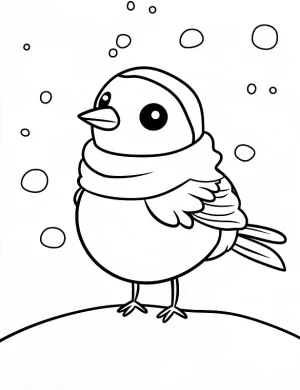 Winter Bird With Scarf Christmas Coloring Page By Mindset Flow