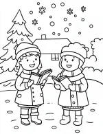 Winter Scene Christmas Carol Kids Coloring Page by Mindset Flow