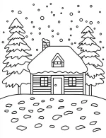 Winter Wonderland Cabin Christmas Coloring Page By Mindset Flow