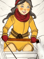 Winter Wonderland Girl Sledding with Dog Adult Coloring Page How to video