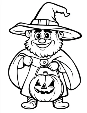 Witch Holding Pumpkin Halloween Coloring Page by Mindset Flow