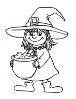 Witch with Cauldron of Magic Halloween Coloring Page by Mindset Flow