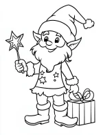 Wizard Elf Magic Wand Christmas Coloring Page By Mindset Flow