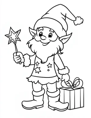 Wizard Elf Magic Wand Christmas Coloring Page By Mindset Flow