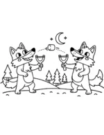 Wolves Playing Marshmallow Toss Coloring Page by Mindset Flow