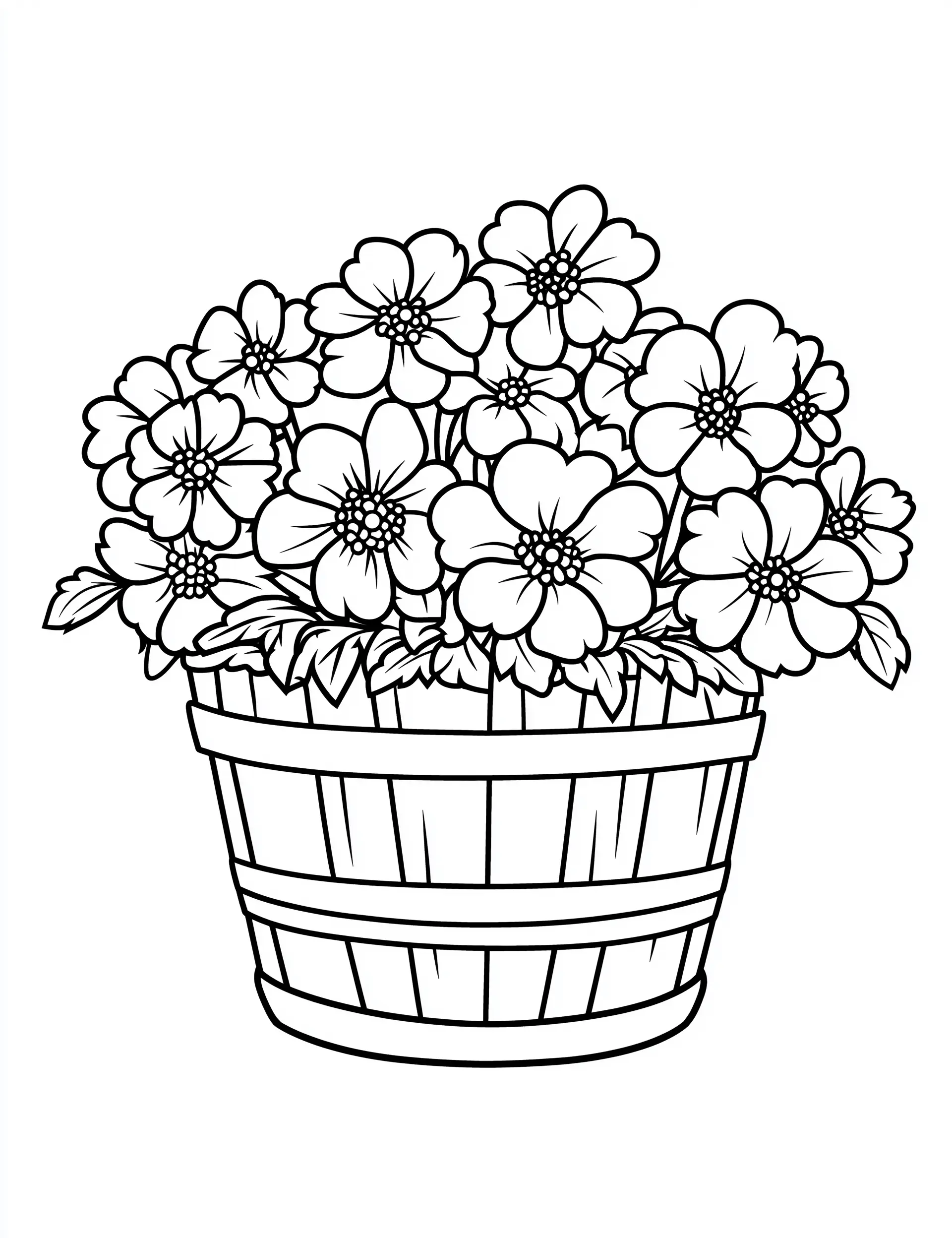 Wooden Barrel Style Flowerpot Coloring Page
