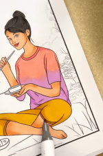 Young Woman Eating Sushi in Japanese Garden Adult Coloring Page How to Video