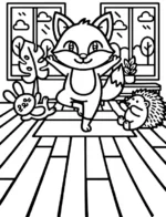 Zen Fox Doing Yoga with Animal Friends Coloring Page By Mindset Flow