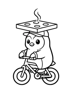 Zippy Pizza Delivery Penguin on Wheels Coloring Page By Mindset Flow