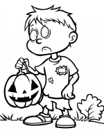 Zombie Holding Jack-O-Lantern Halloween Coloring Page by Mindset Flow