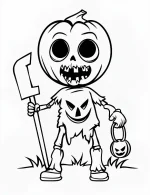 Zombie Holding a Designed Sword Halloween Coloring Page by Mindset Flow