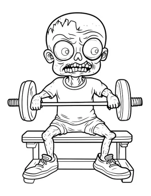 Zombie Lifting Weights Halloween Coloring Page by Mindset Flow