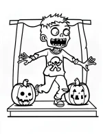Zombie Walking Through Halloween Decor Coloring Page by Mindset Flow