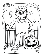Zombie with Pumpkin Halloween Coloring Page by Mindset Flow