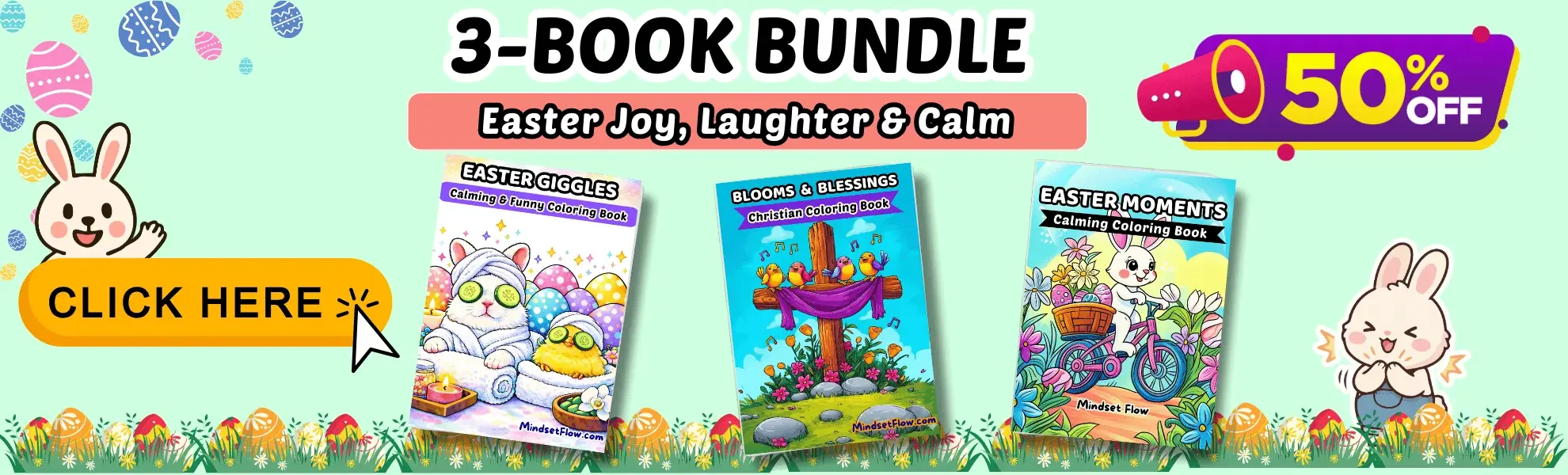Christian Easter 3 Coloring Book Bundle Deal Sale by Mindset Flow
